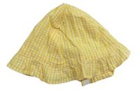 Žlutý kostkovaný plátěný klobouk 