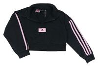 Černá crop mikina s logem Adidas