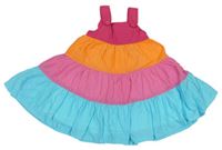 Ružovo-oranžovo-modré plátenné šaty Mothercare