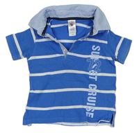 Modro-biele pruhované polo tričko s nápisom C&A