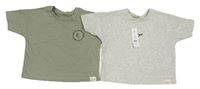 2x - Šedé + khaki crop tričko s nápisem George 