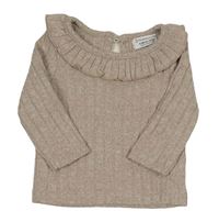 Béžový rebrovaný sveter s volánikmi zn. Primark