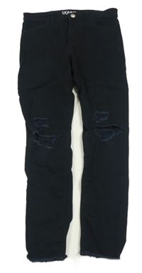 Černé skinny rifle s dírami H&M