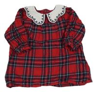 Červeno-barevné kostkované plátěné šaty s límečkem Primark