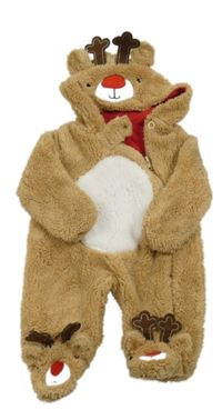 Béžová chlpatá podšitá kombinéza s kapucí - sob Primark