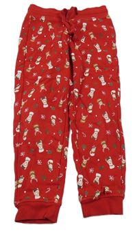 Červené tepláky s vánočním motivem Lupilu