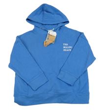 Nové - Modrá mikina s nápisom a kapucňou Manguun