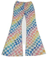 Farebné kockované flare nohavice Shein