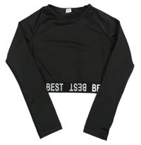 Čierne športové crop tričko s nápisom Shein