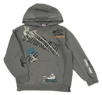 Šedá mikina s hrdiny a kapucí Marvel