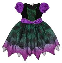 Kockovaným - Zeleno-fialové saténovo/sametové šaty so sieťovinou