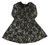 Černo-růžové krajkové slavnostní šaty 