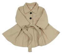 Béžový flaušový kabát s opaskom Shein