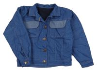 Modrá rifľová podšitá bunda