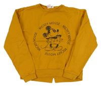 Okrová crop mikina s Mickeym Disney