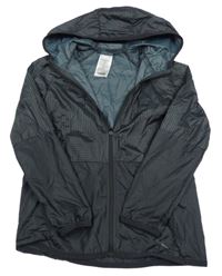 Čierno-sivá šušťáková vetrovka s kapucňou Decathlon