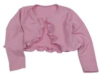 Svetloružové rebrované bolerko s volánikmi