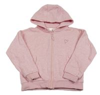 Ružová melírovaná prepínaci mikina so srdiečkom a kapucňou Nutmeg