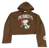 Hnedá crop mikina so Snoopym a kapucňou H&M
