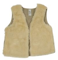 Smetanovo-béžová kožešinovo/pletená vesta C&A