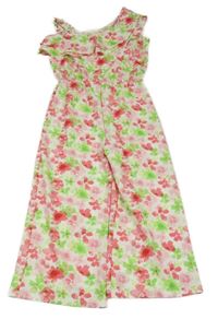 Ružovo-limetkový kvietkovany letný culottes overal Primark