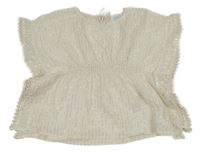 Smetanovo-zelená pruhovaná halenková tunika s bambulkami Primark