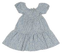 Bielo-modré kvietkovane strukturované šaty Primark