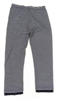 Tmavomodro-biele pruhované capri legíny s čipkou Charles Vögele