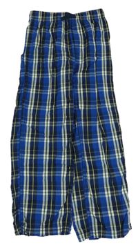 Modro-farebné kockované pyžamové nohavice H&M