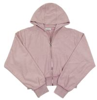 Svetloružová rebrovaná prepínaci crop mikina s kapucňou Primark