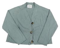Svetlomodrý rebrovaný crop prepínaci sveter Zara