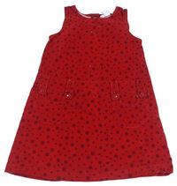 Červené bodkovaná é sametovo/manšestrové šaty H&M