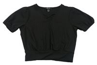 Čierne rebrované strapy crop tričko New Look