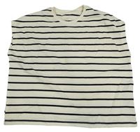 Smetanovo-čierne pruhované crop tričko PRIMARK