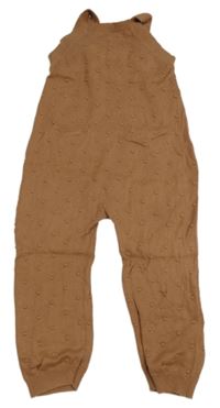 Hnědé 3D puntíkaté pletené laclové kalhoty H&M