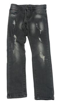 Tmavošedé skinny rifle s prošoupáním