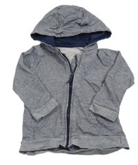 Tmavomodro-biela melírovaná prepínaci mikina s kapucňou s uškami George