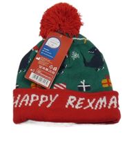 Nové - Zeleno-červená čepice s obrázky a bambulí vel.110-128