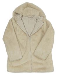 Smetanová kožešinová podšitá bunda s kapucí St. Bernard