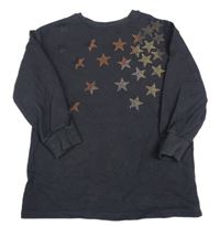 Černá oversize dlouhá mikina s hvězdičkami z kamínků Next