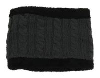 Tmavošedo-černý vzorovaný pleteno/chlupatý zateplený nákrčník