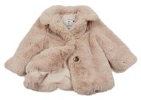 Světlerůžový kožešinový podšitý kabát s límečkem F&F