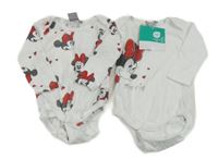 Nové - 2x - Bílé body s Minnie a srdíčky Disney