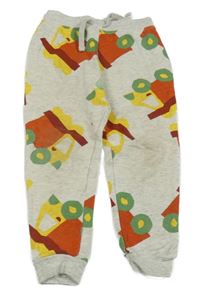 Světlešedé melírované tepláky s nákladními auty St. Bernard