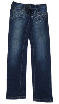 Tmavomodré skinny rifle s kamínky alive