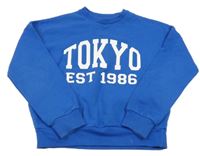 Cobaltově modrá oversize crop mikina s nápisem F&F