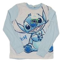 Nové - světlerůžovo-bílo-světlemodré pyžamové triko se Stitchem Disney