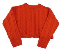 Červený vzorovaný pletený crop sveter New Look