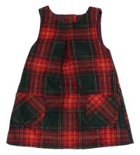 Červeno-smaragdovo-kockované vlnené šaty Nutmeg