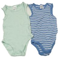 2x - Žebrované body - Mátové, modro/bílé pruhované Lily & Dan